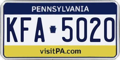PA license plate KFA5020