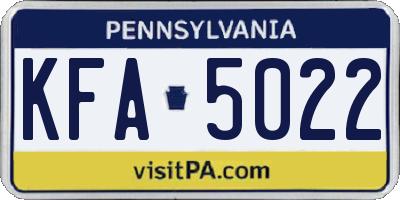 PA license plate KFA5022
