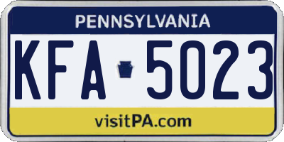 PA license plate KFA5023