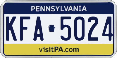 PA license plate KFA5024