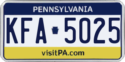 PA license plate KFA5025