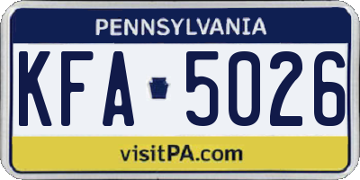 PA license plate KFA5026