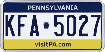 PA license plate KFA5027