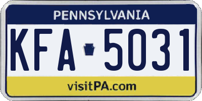 PA license plate KFA5031