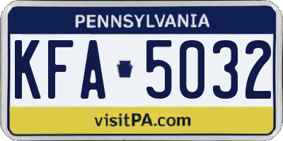 PA license plate KFA5032