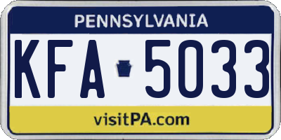 PA license plate KFA5033