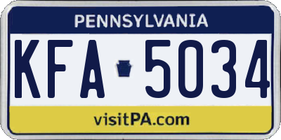 PA license plate KFA5034