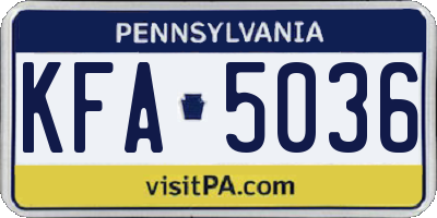 PA license plate KFA5036
