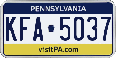 PA license plate KFA5037