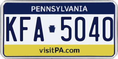 PA license plate KFA5040