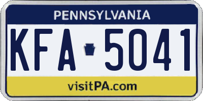 PA license plate KFA5041