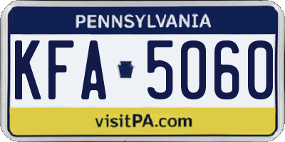PA license plate KFA5060
