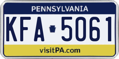 PA license plate KFA5061