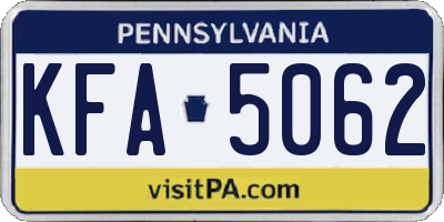 PA license plate KFA5062