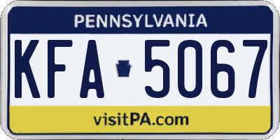 PA license plate KFA5067