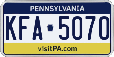 PA license plate KFA5070