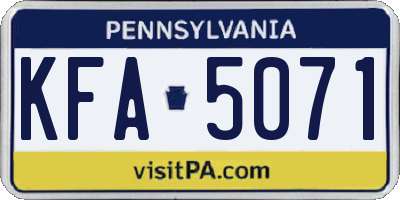 PA license plate KFA5071