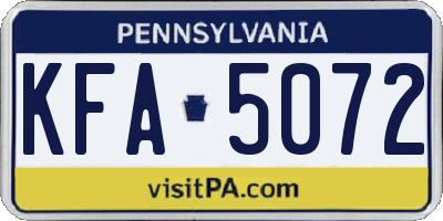 PA license plate KFA5072