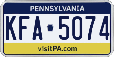 PA license plate KFA5074