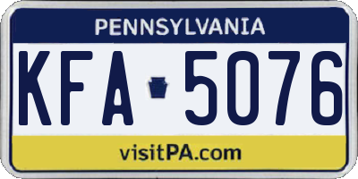 PA license plate KFA5076