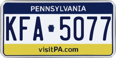 PA license plate KFA5077