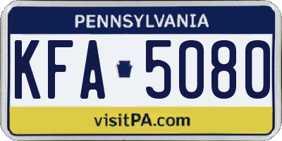 PA license plate KFA5080