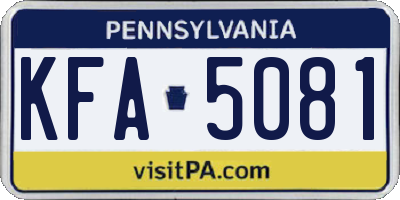 PA license plate KFA5081