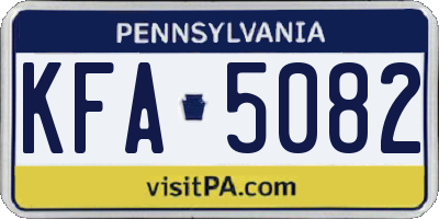 PA license plate KFA5082