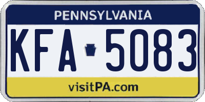 PA license plate KFA5083