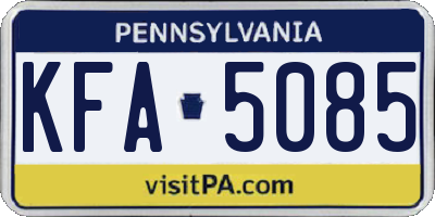 PA license plate KFA5085