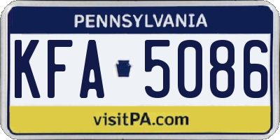 PA license plate KFA5086