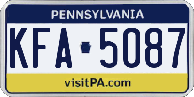 PA license plate KFA5087