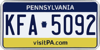 PA license plate KFA5092