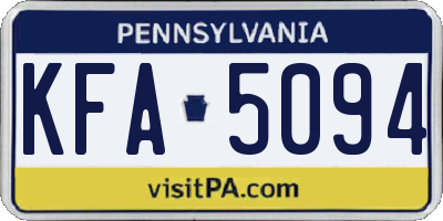 PA license plate KFA5094