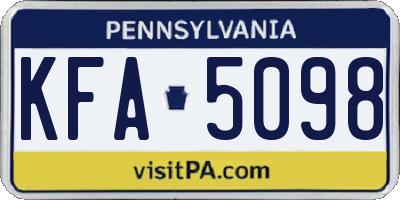 PA license plate KFA5098