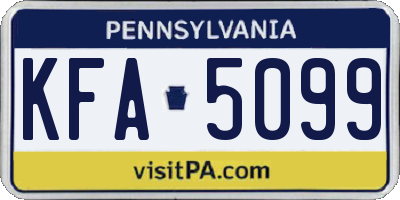 PA license plate KFA5099