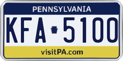 PA license plate KFA5100