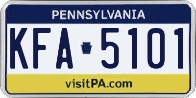 PA license plate KFA5101