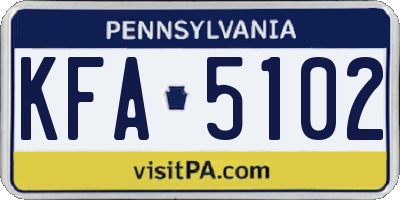 PA license plate KFA5102