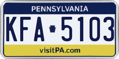 PA license plate KFA5103