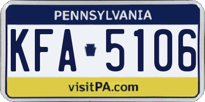 PA license plate KFA5106