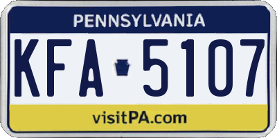 PA license plate KFA5107
