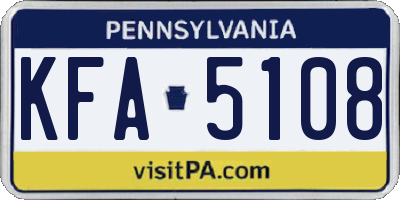 PA license plate KFA5108