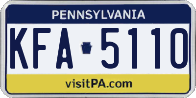 PA license plate KFA5110