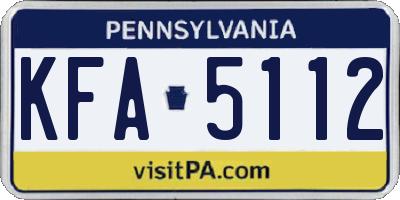 PA license plate KFA5112