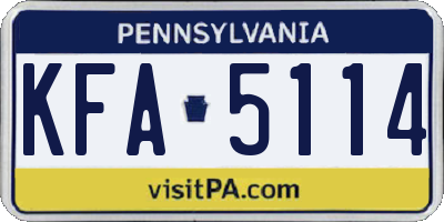 PA license plate KFA5114