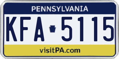 PA license plate KFA5115