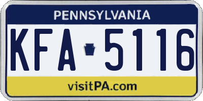 PA license plate KFA5116