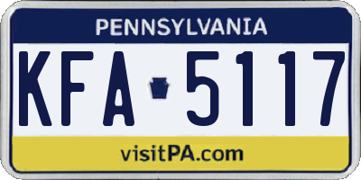PA license plate KFA5117