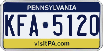 PA license plate KFA5120
